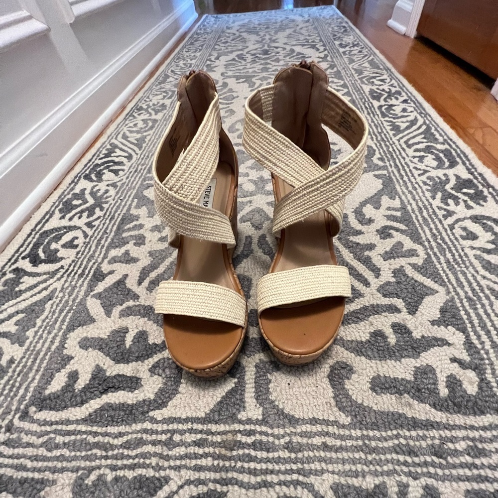 Steve Madden Cork and Leather Heel Trim Espadrilles, Heel zipper